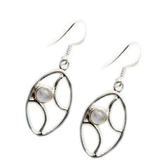 Antonia White Dangle Earrings with Gemstone Elegance