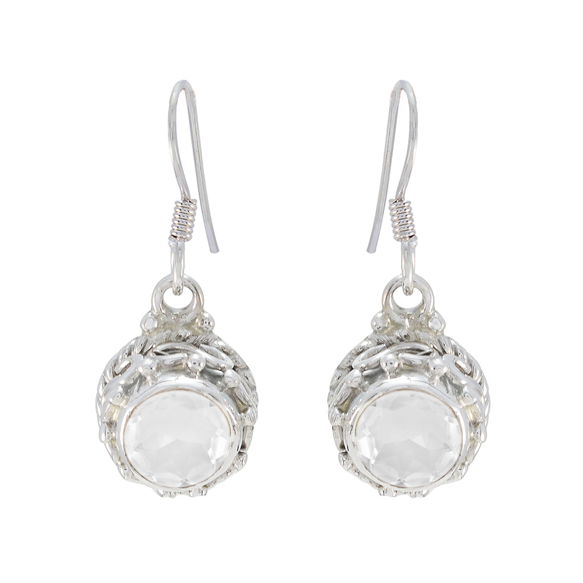 Hua White Dangle Earrings with Elegant Design Crystal Quartz White Dangle