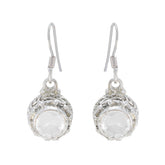 Hua White Dangle Earrings with Elegant Design Crystal Quartz White Dangle