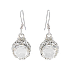Hua White Dangle Earrings with Elegant Design Crystal Quartz White Dangle