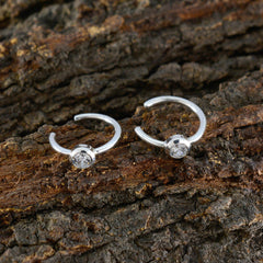 Nova White Dangle Earrings with Sparkling Gemstone