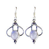 Yuna White Dangle Earrings with Elegant Gemstone Detail Rainbow Moonstone White Dangle