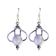 Yuna White Dangle Earrings with Elegant Gemstone Detail Rainbow Moonstone White Dangle