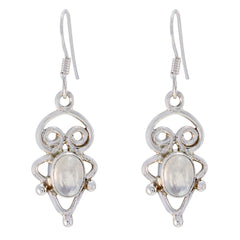 Dayana White Dangle Earrings with Elegant Design Rainbow Moonstone White Dangle