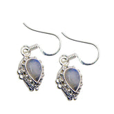 Constanza White Dangle Earrings for Everyday Glam Rainbow Moonstone White Dangle