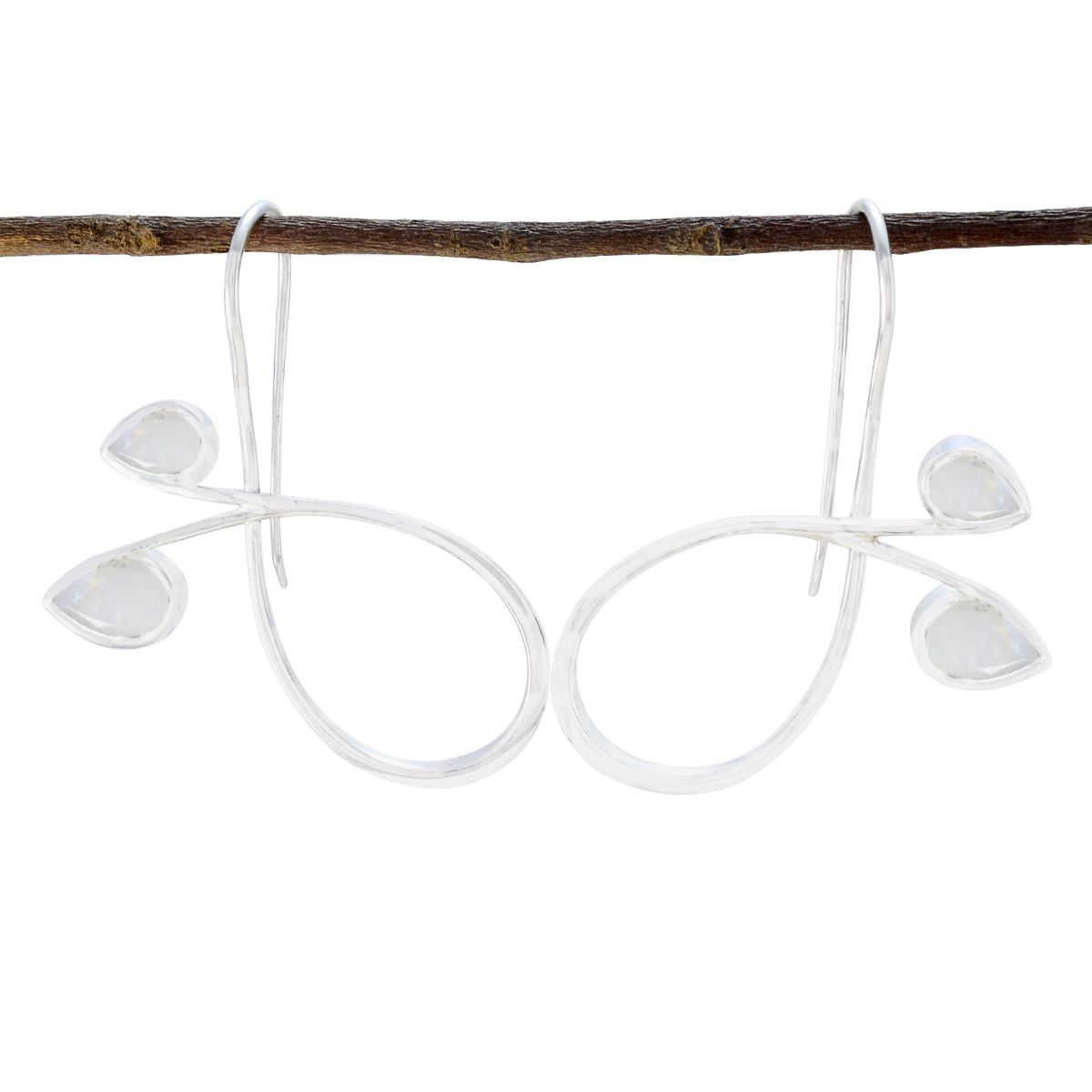 Seo-yeon White Dangle Earrings for Elegant Style Rainbow Moonstone White Dangle