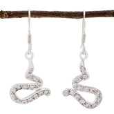 Isabelle White Dangle Earrings with Sparkling Design Cubic Zirconia White Dangle