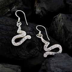 Isabelle White Dangle Earrings with Sparkling Design