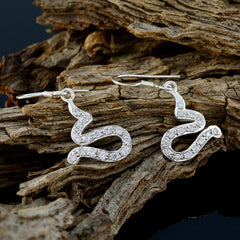 Isabelle White Dangle Earrings with Sparkling Design