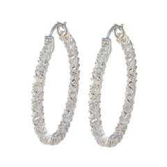 Ayesha White Dangle Earrings with Sparkling Accents Cubic Zirconia White Dangle