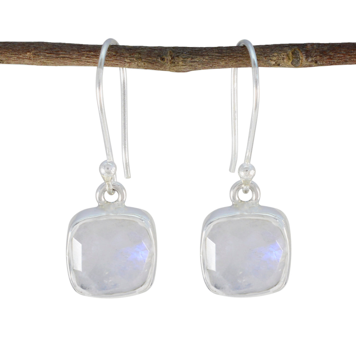 Patricia White Dangle Earrings for Everyday Glam Rainbow Moonstone White Dangle