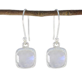 Patricia White Dangle Earrings for Everyday Glam Rainbow Moonstone White Dangle