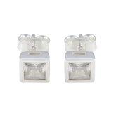 Camila White Elegant Stud Earrings for Everyday Glam Cubic Zirconia White Stud