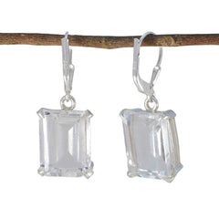 Jiwoo White Gemstone Earrings for Everyday Glam Crystal Quartz White Dangle