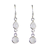 Natalie White Gemstone Earrings for Everyday Glam Rainbow Moonstone White Dangle