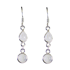 Natalie White Gemstone Earrings for Everyday Glam Rainbow Moonstone White Dangle