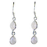 Hye-jin White Gemstone Earrings for Every Occasion Rainbow Moonstone White Dangle