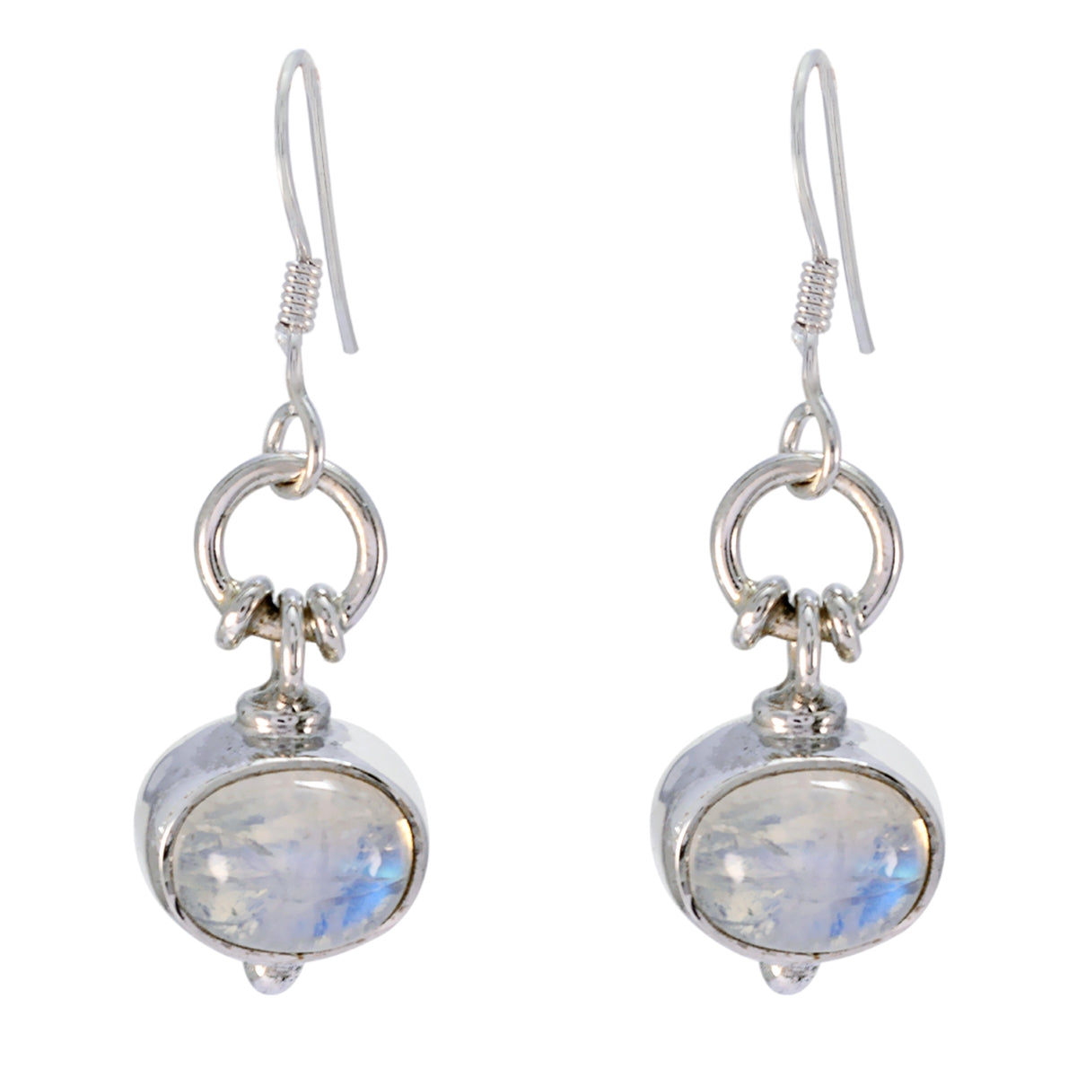 Elena White Gemstone Earrings for Everyday Elegance Rainbow Moonstone White Dangle