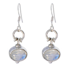 Elena White Gemstone Earrings for Everyday Elegance Rainbow Moonstone White Dangle