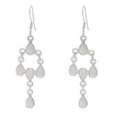 Rina White Gemstone Earrings for Everyday Glam Rainbow Moonstone White Dangle