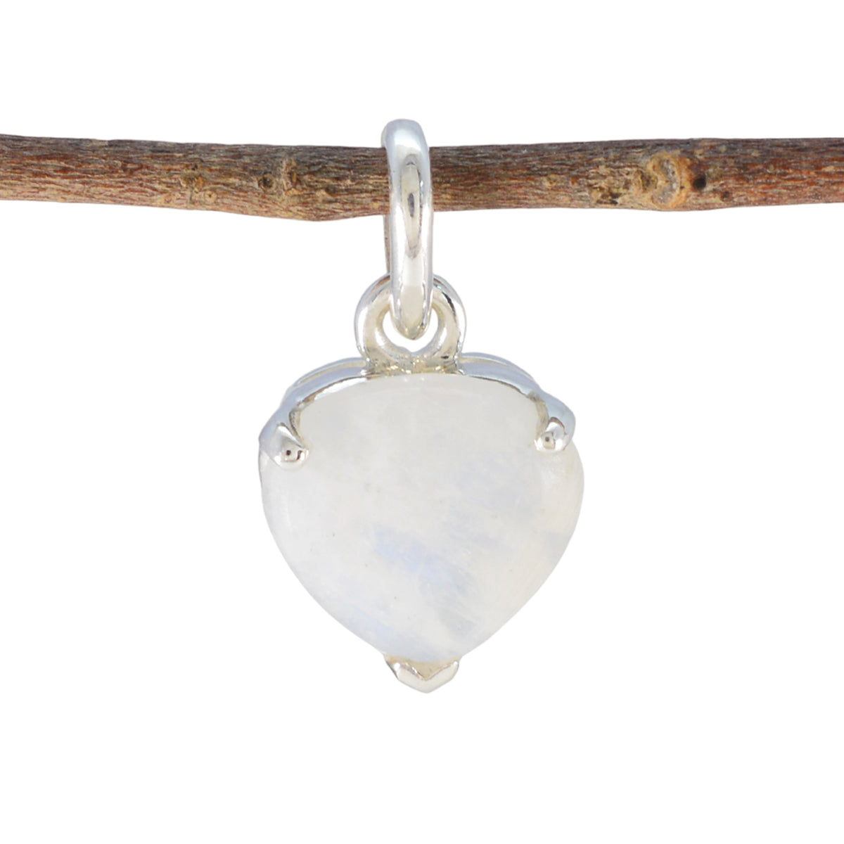 Isabella White Gemstone Pendant in Sterling Silver Rainbow Moonstone White White