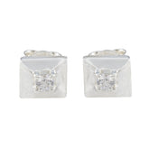 Constanza White Gemstone Stud Earrings for Everyday Glam Cubic Zirconia White Stud