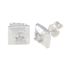 Constanza White Gemstone Stud Earrings for Everyday Glam