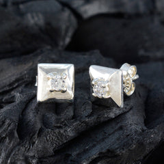 Constanza White Gemstone Stud Earrings for Everyday Glam