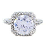Olivia White Halo Ring for Women with Sparkling Stones Crystal Quartz White