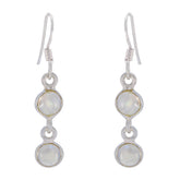 Hua White Minimalist Dangle Earrings for Everyday Style Rainbow Moonstone White Dangle