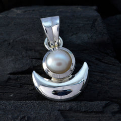 Ida White Pearl Pendant Necklace with Crescent Design