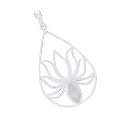 Greta White Rope Wire Pendant with Lotus Design
