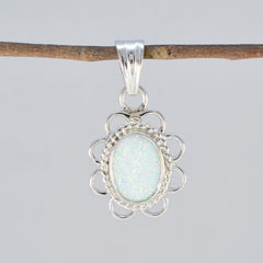 Yasmin White Rope Wire Pendant with Opal Gemstone