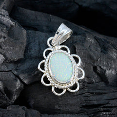 Yasmin White Rope Wire Pendant with Opal Gemstone