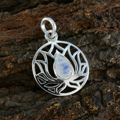 Clara White Rope-Wire Pendant with Lotus Design