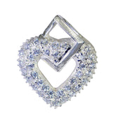 Nella White Signet Heart Pendant with Sparkling Stones White CZ White White