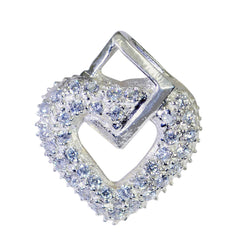 Nella White Signet Heart Pendant with Sparkling Stones White CZ White White