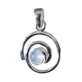 Zoe White Signet Pendant Jewelry with Gemstone Accent Rainbow Moonstone White White