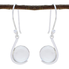 Eun-ji White Solitaire Dangle Earrings for Glam Look Crystal Quartz White Dangle
