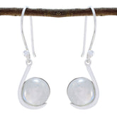 Laura White Solitaire Dangle Earrings for Glam Looks Rainbow Moonstone White Dangle