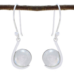 Laura White Solitaire Dangle Earrings for Glam Looks Rainbow Moonstone White Dangle