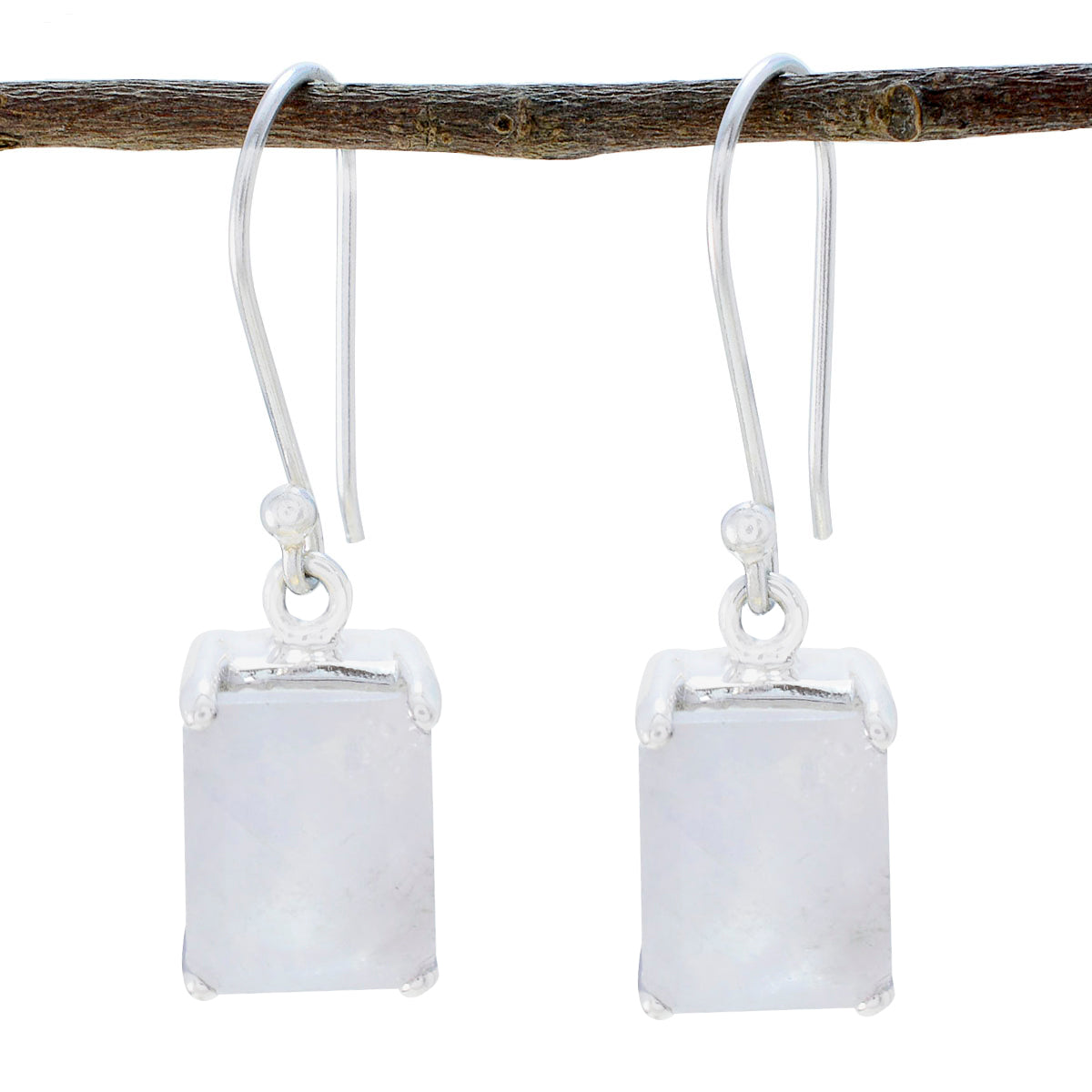 Aisha White Solitaire Dangle Earrings for Every Occasion Rainbow Moonstone White Dangle