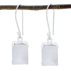 Aisha White Solitaire Dangle Earrings for Every Occasion Rainbow Moonstone White Dangle