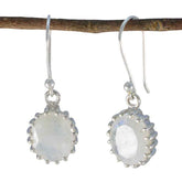 Amelia White Solitaire Dangle Earrings for Every Occasion Rainbow Moonstone White Dangle