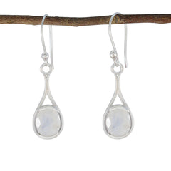Renata White Solitaire Dangle Earrings for Everyday Glam Rainbow Moonstone White Dangle