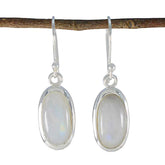 Lorena White Solitaire Dangle Earrings for Glam Style Rainbow Moonstone White Dangle