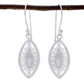 Sara White Solitaire Dangle Earrings for Everyday Glam Rainbow Moonstone White Dangle