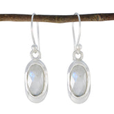 Mariana White Solitaire Dangle Earrings for Glam Style Rainbow Moonstone White Dangle