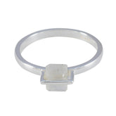 Evelyn White Solitaire Ring for Women with Gemstone Rainbow Moonstone White