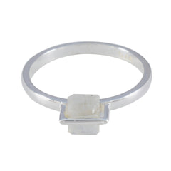 Evelyn White Solitaire Ring for Women with Gemstone Rainbow Moonstone White